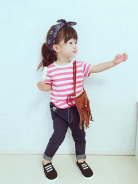 「omake（オマケ）のアイテム（トップス）」を使った、ユ メ ガ ハ ク ＊さん（キッズ・90cm）の夏コーディネート