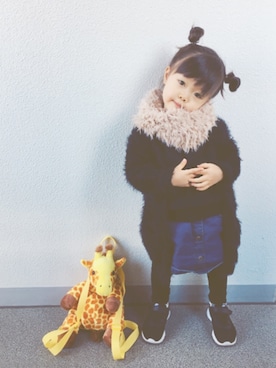 「omake（オマケ）のアイテム（トップス）」を使った、ユ メ ガ ハ ク ＊さん（キッズ・90cm）の冬コーディネート