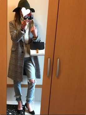 「179/WG（イチナナキュウダブルジー）のアイテム（チェスターコート）」を使った、🔺SHIJU🔺さん（レディース・164cm）の冬コーディネート