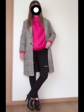 「179/WG（イチナナキュウダブルジー）のアイテム（チェスターコート）」を使った、🔺SHIJU🔺さん（レディース・164cm）の冬コーディネート
