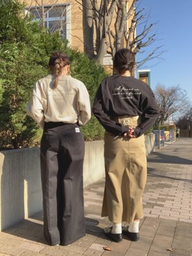 「Lee（リー）のアイテム（その他パンツ）」を使った、Rさん（レディース・155cm）の冬コーディネート