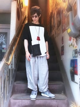 「my beautiful landlet（マイビューティフルランドレット）のアイテム（バッグ）」を使った、YUYAさん（メンズ・173cm）の夏コーディネート