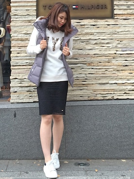 「TOMMY HILFIGER（トミーヒルフィガー）のアイテム（ジャケット/アウター）」を使った、kyanaさん（レディース・163cm）の冬コーディネート