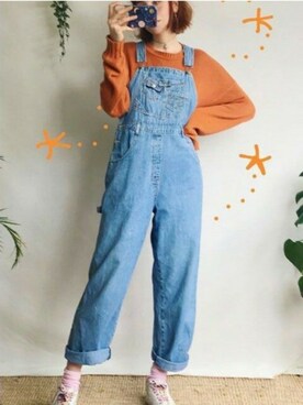 「H&M（エイチ・アンド・エム）のアイテム（サロペット/オーバーオール）」を使った、vovaihina1さん（レディース・160cm）の夏コーディネート