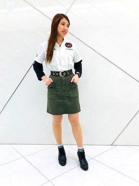 原田 舞麗さん（レディース・158cm）の春コーディネート