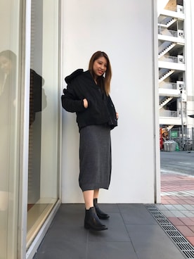 「ゴアブーツ」｜「アイテム（ジャケット/アウター）」を使った、原田 舞麗さん（レディース・158cm）の秋コーディネート