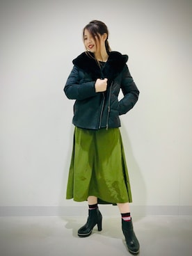 「ムートン」｜「アイテム（ダウンジャケット/コート）」を使った、原田 舞麗さん（レディース・160cm）の秋コーディネート
