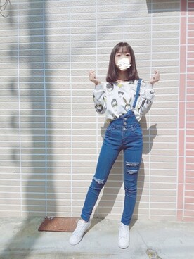 「NIKE（ナイキ）のアイテム（Sneakers、ホワイト系）」を使った、Shanさん（レディース・152cm）の夏コーディネート