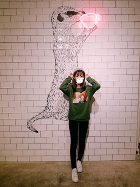 「5（ファイブ）のアイテム（Tops、グリーン系）」を使った、Shanさん（レディース・152cm）の夏コーディネート