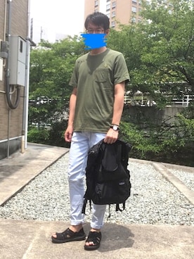 「ブリーチデニム」｜「アイテム（サンダル）」を使った、yuu*jiさん（メンズ・177cm）の夏コーディネート