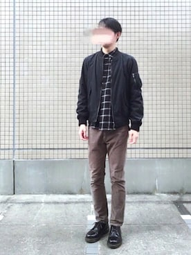 「Dr. Martens（ドクターマーチン）のDr.Martens (ドクターマーチン)/1461 3EYE GIBSON SHOES（その他シューズ）」を使った、yuu*jiさん（メンズ・177cm）の春コーディネート