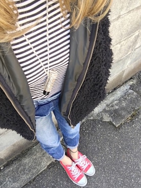 「MOUSSY（マウジー）のアイテム（その他アウター）」を使った、優空 ◡̈⃝さん（キッズ・90cm）の冬コーディネート