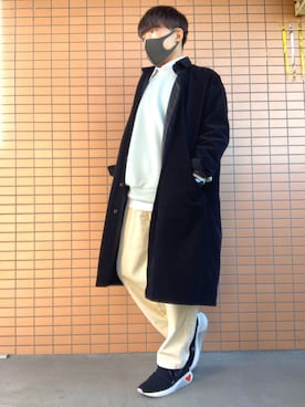 「tk.TAKEO KIKUCHI（ティーケータケオキクチ）のアイテム（チェスターコート）」を使った、reさん（メンズ・165cm）の冬コーディネート