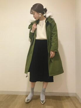 「A part by（アパートバイ）のアイテム（モッズコート）」を使った、maruさん（レディース・156cm）の冬コーディネート