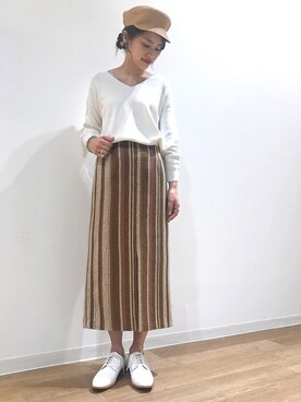 「春カラー」｜「アイテム（キャスケット）」を使った、maruさん（レディース・156cm）の春コーディネート