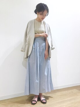 「マキシスカート」｜「アイテム（ノーカラージャケット）」を使った、maruさん（レディース・156cm）の春コーディネート
