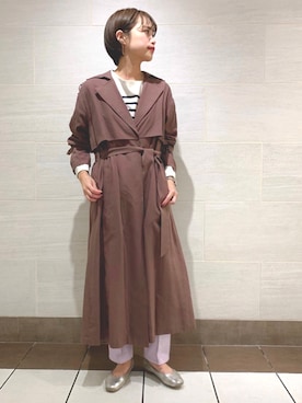 「アパートバイローリーズ」｜「アイテム（トレンチコート）」を使った、maruさん（レディース・156cm）の春コーディネート
