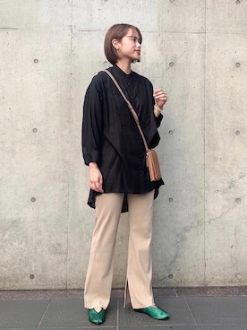 「A part by（アパートバイ）のアイテム（バレエシューズ、グリーン系）」を使った、maruさん（レディース・158cm）の夏コーディネート