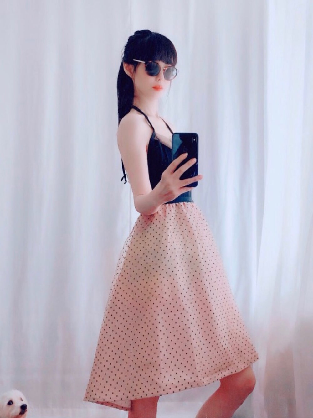 「エプロン、エプロンワンピース、エプロンドレス、ワンピース、ワンピ、フランフラン、francfranc」｜「Francfrancのアイテム（ワンピース、ブラック系）」を使った、☻ AYAKA ☻さん（レディース・160cm）の冬コーディネートの1枚目の写真