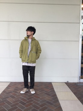 「JOURNAL STANDARD relume（ジャーナルスタンダード　レリューム）の【Calfornia Made】オーバーサイズクルーネックロングスリーブTシャツ#（Tシャツ/カットソー、ホワイト系）」を使った、tsさん（メンズ・168cm）の秋コーディネート