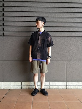 「Gramicci（グラミチ）のGRAMICCI / グラミチ PACKABLE SHORTS#（その他パンツ、ベージュ系）」を使った、tsさん（メンズ・168cm）の夏コーディネート