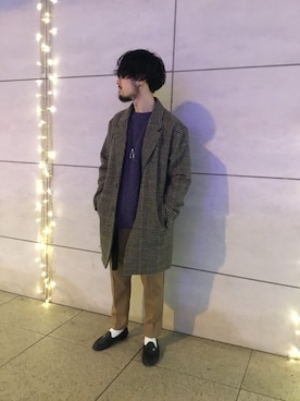 「JOURNAL STANDARD relume（ジャーナルスタンダード　レリューム）のアイテム（チェスターコート）」を使った、tsさん（メンズ・168cm）の冬コーディネート
