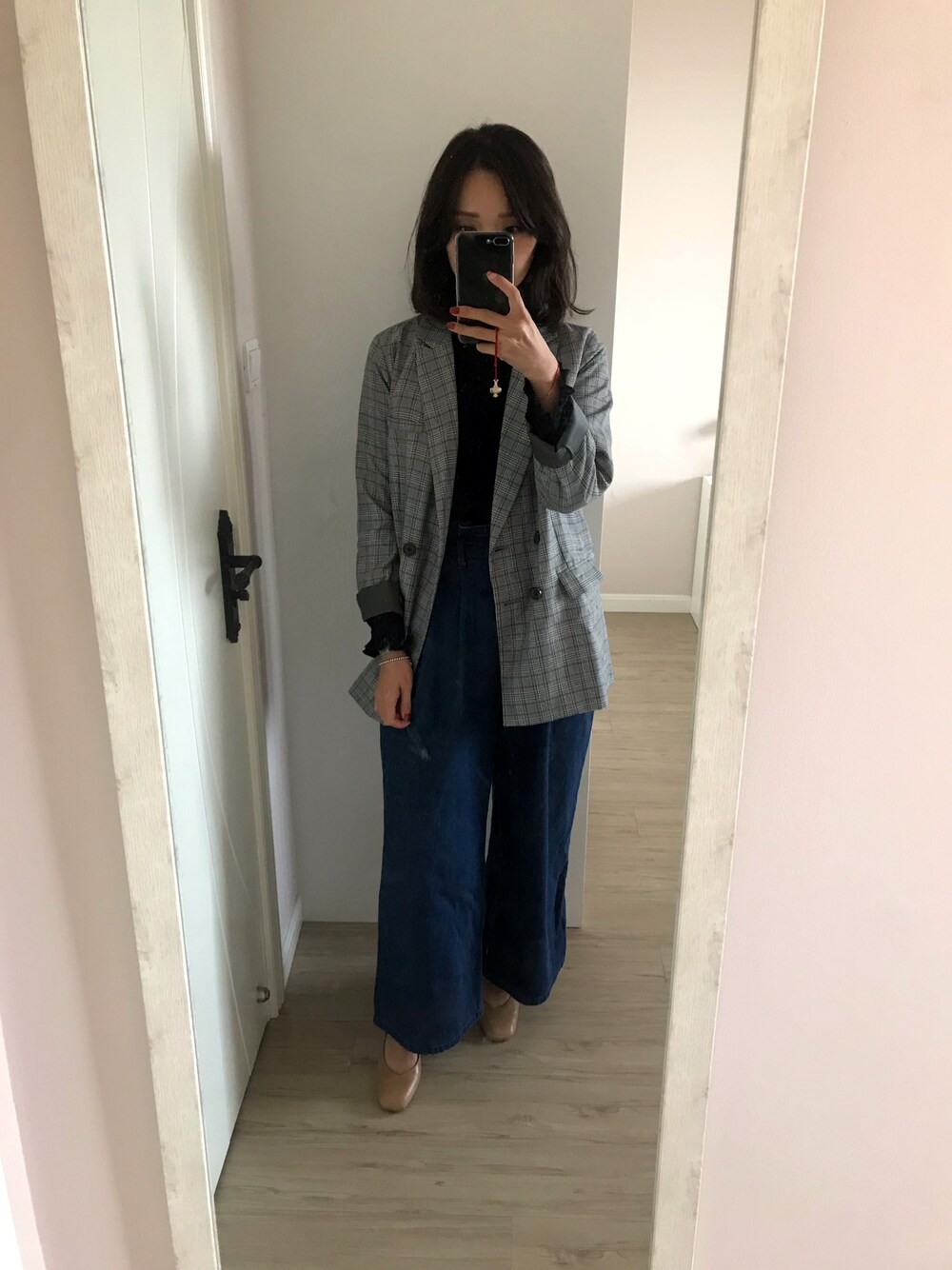 「ootd、outfitoftheday、coordinate、business casual」｜「Ungridのアイテム（スーツジャケット、グレー系）」を使った、新地妞🎀さん（レディース・165cm）の秋コーディネートの1枚目の写真