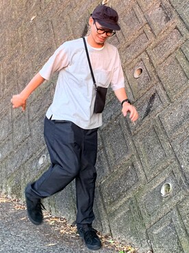 「Johnbull Private labo（ジョンブルプライベートラボ）のアイテム（スラックス）」を使った、オカツヨシです。さん（メンズ・171cm）の春コーディネート