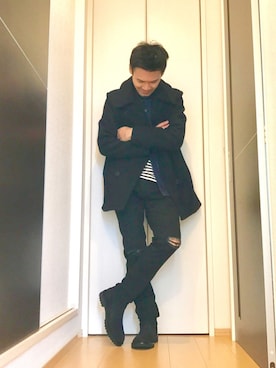 「アイテム（ピーコート）」を使った、オカツヨシです。さん（メンズ・171cm・30代）の冬コーディネート