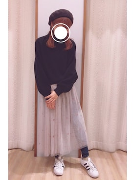 「earth music&ecology（アースミュージックアンドエコロジー）のアイテム（ニット/セーター）」を使った、harukaさん（レディース・162cm）の秋コーディネート