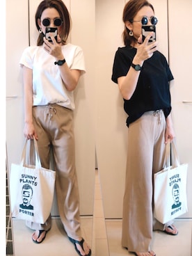 「ビーサン」｜「アイテム（腕時計）」を使った、napsさん（レディース・155cm）の春コーディネート