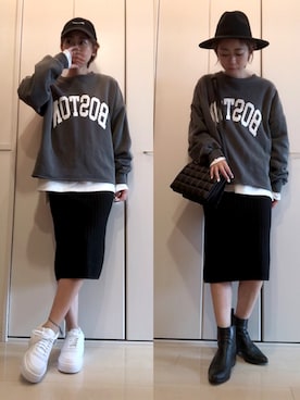 「airforce1」｜「アイテム（帽子）」を使った、napsさん（レディース・155cm）の秋コーディネート