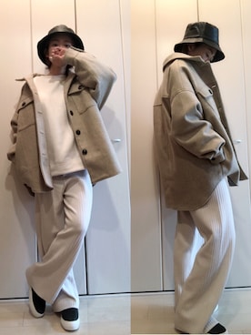 「apres jour mignon（アプレジュールミニョン）のアイテム（帽子）」を使った、napsさん（レディース・155cm）の冬コーディネート