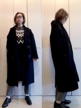 「ドレスシューズ」｜「アイテム（チェスターコート）」を使った、napsさん（レディース・155cm）の冬コーディネート