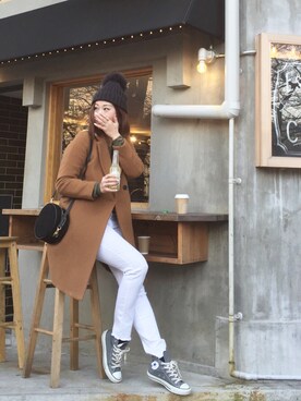 「A part by（アパートバイ）のアイテム（チェスターコート）」を使った、cocoさん（レディース・162cm）の冬コーディネート