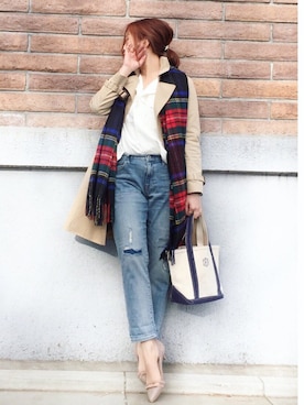 「UNIQLOコーデ」｜「アイテム（トレンチコート）」を使った、cocoさん（レディース・162cm）の冬コーディネート