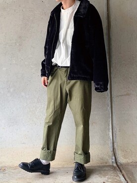 「MONKEY TIME（モンキータイム）のアイテム（ブルゾン）」を使った、skさん（メンズ・173cm）の冬コーディネート