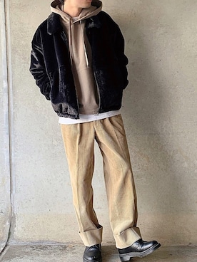 「MONKEY TIME（モンキータイム）のアイテム（ブルゾン）」を使った、skさん（メンズ・174cm）の冬コーディネート
