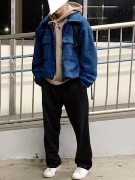 「MONKEY TIME（モンキータイム）のアイテム（ブルゾン）」を使った、skさん（メンズ・174cm）の冬コーディネート