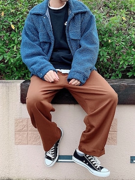 「MONKEY TIME（モンキータイム）のアイテム（ブルゾン）」を使った、skさん（メンズ・174cm）の冬コーディネート