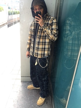 「CLUCT（クラクト）のアイテム（帽子）」を使った、Ghetto Crookさん（メンズ・175cm）の春コーディネート