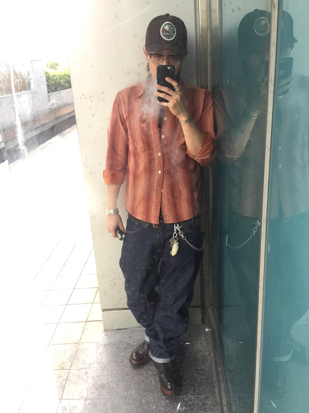 「LeeのLEE / リー：45'S Riders 101-B：LM6401-89[AST]（デニムパンツ、ブルー系）」を使った、Ghetto Crookさん（メンズ・175cm）の春コーディネートの1枚目の写真
