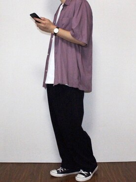 「アイテム（腕時計、ブラウン系）」を使った、iDさん（メンズ・175cm）の夏コーディネート