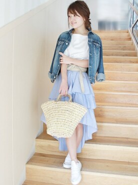 「LIMITLESS LUXURY」｜「アイテム（デニムジャケット）」を使った、MIHOさん（レディース・156cm）の春コーディネート