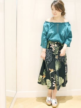 「ボタニカル柄」｜MIHOさん（レディース・156cm）の夏コーディネート