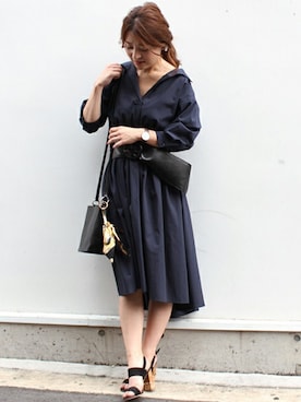 「着まわしコーデ」｜「アイテム（ワンピース/ドレス）」を使った、MIHOさん（レディース・156cm）の秋コーディネート