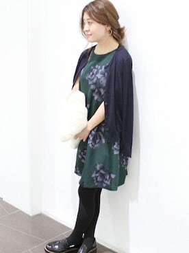 「お食事会」｜「アイテム（カーディガン/ボレロ）」を使った、MIHOさん（レディース・156cm）の秋コーディネート