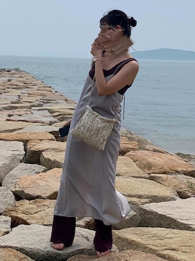 「アイテム（ワンピース/ドレス、シルバー系）」を使った、emoさん（レディース・167cm）の夏コーディネート