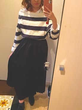 「白シャツ×ニット」｜かなかなさん（レディース・153cm）の秋コーディネート