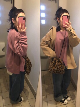 「ファー巾着」｜はるし ☽∘さん（レディース・152cm）の冬コーディネート
